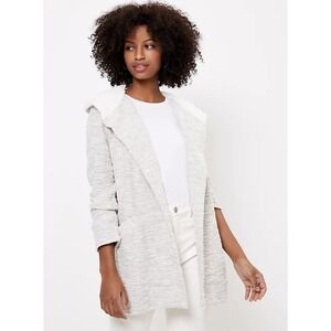 NWT LOFT Womens Sherpa Lined Hooded Open Front Cardigan Neutral Color Size Small